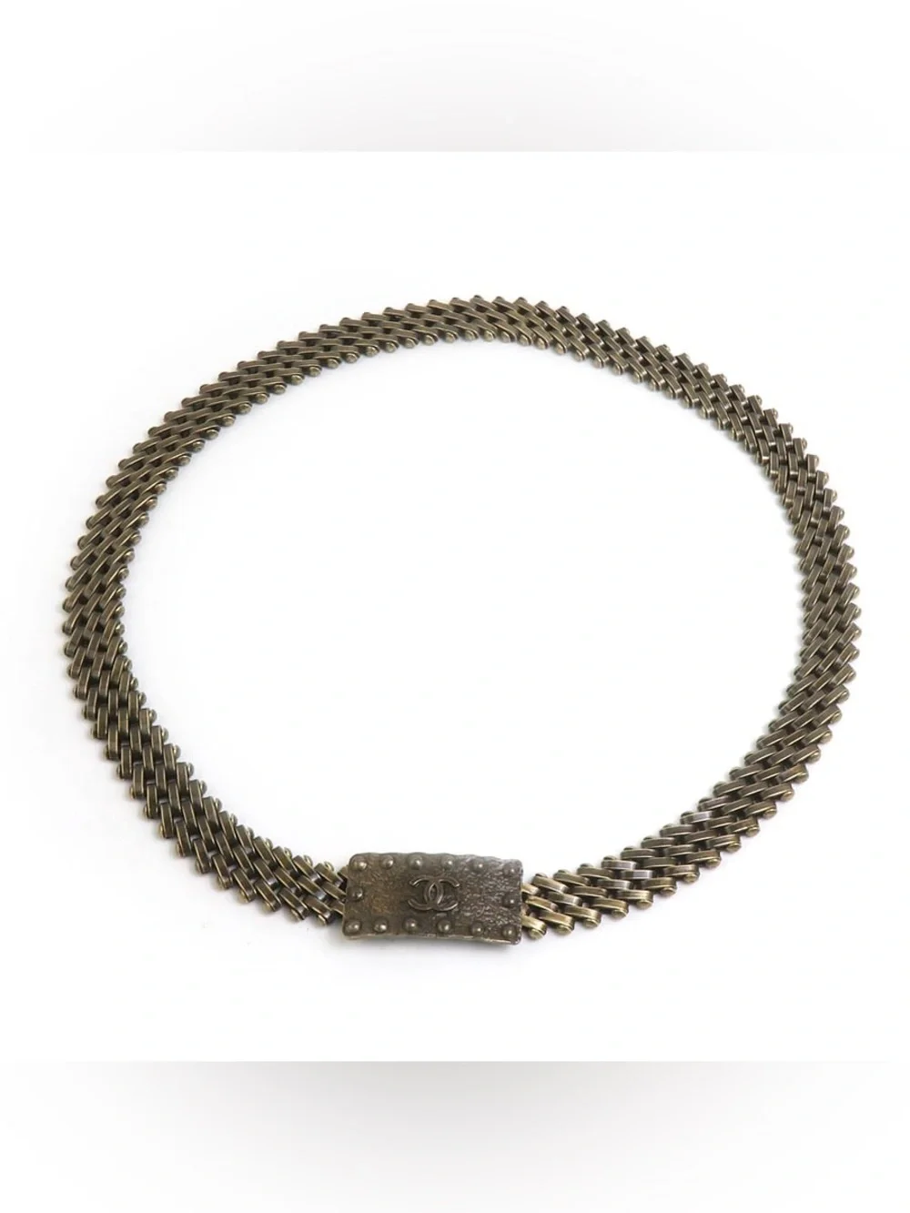 Authentic CHANEL brass buckle 1997 runway CC belt 74cm